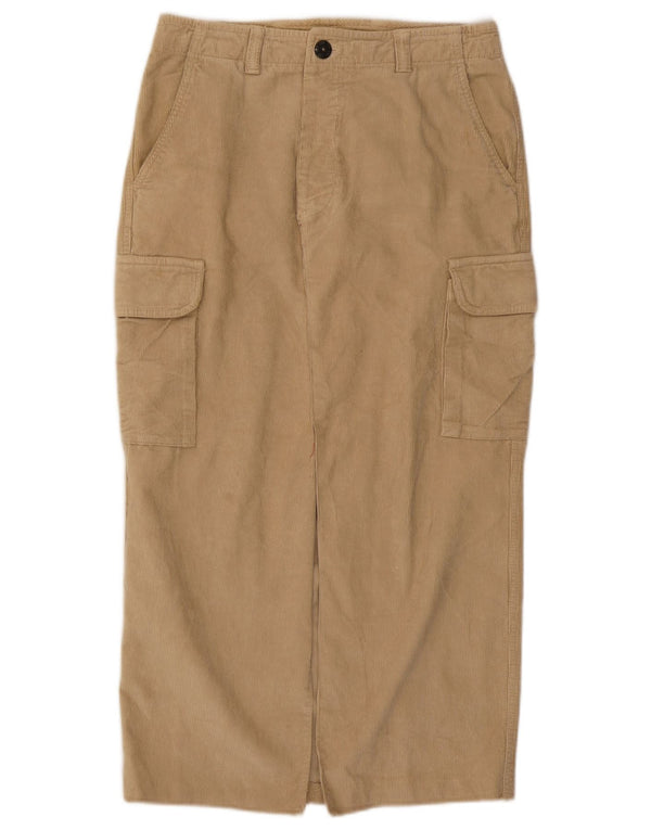 Zara Womens Corduroy Cargo Nederdel EU 42 Large W32 Beige Bomuld