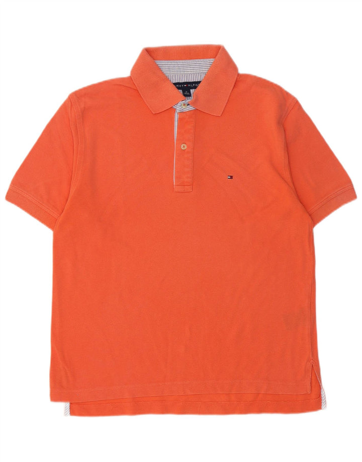 TOMMY HILFIGER Mens Polo Shirt Medium Orange Cotton