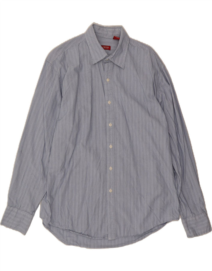 IZOD Mens Shirt Large Blue Pinstripe Cotton Vintage Izod and Second-Hand Izod from Messina Hembry 