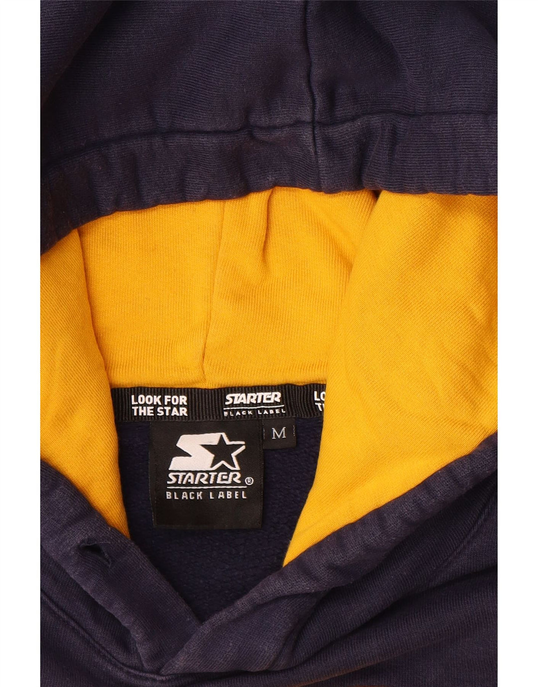 STARTER Mens Graphic Hoodie Jumper Medium Navy Blue Cotton