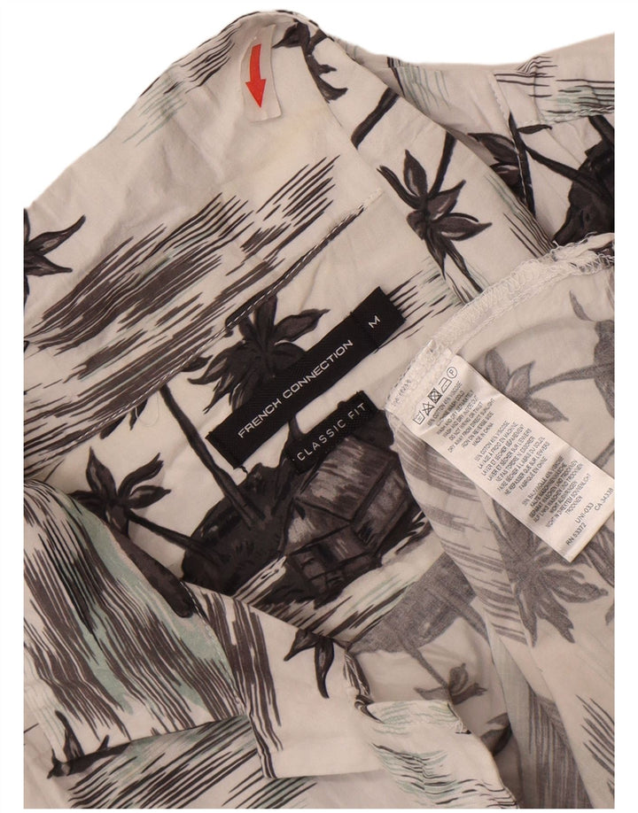 French Connection Mens Short Sleeve Classic Fit Shirt Medium White Hawaiian