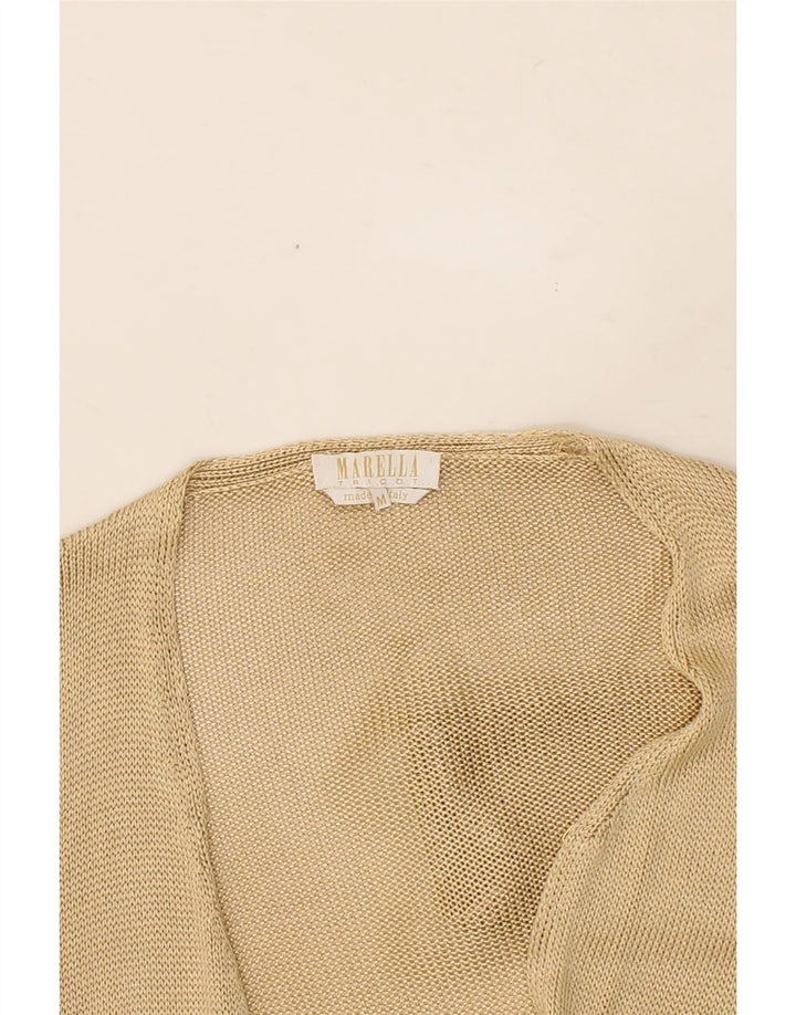 MARELLA Womens Open Cardigan Sweater UK 12 Medium Beige Viscose Vintage Marella and Second-Hand Marella from Messina Hembry 
