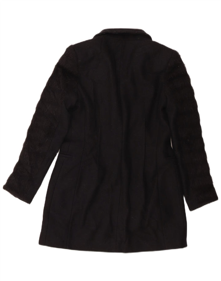 All Saints Dame Overfrakke UK 10 Lille Sort Stribet Virgin Wool