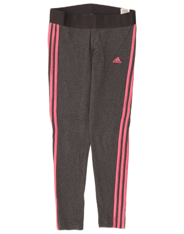 Adidas Womens Leggings UK 12/14 Medium Grey Cotton