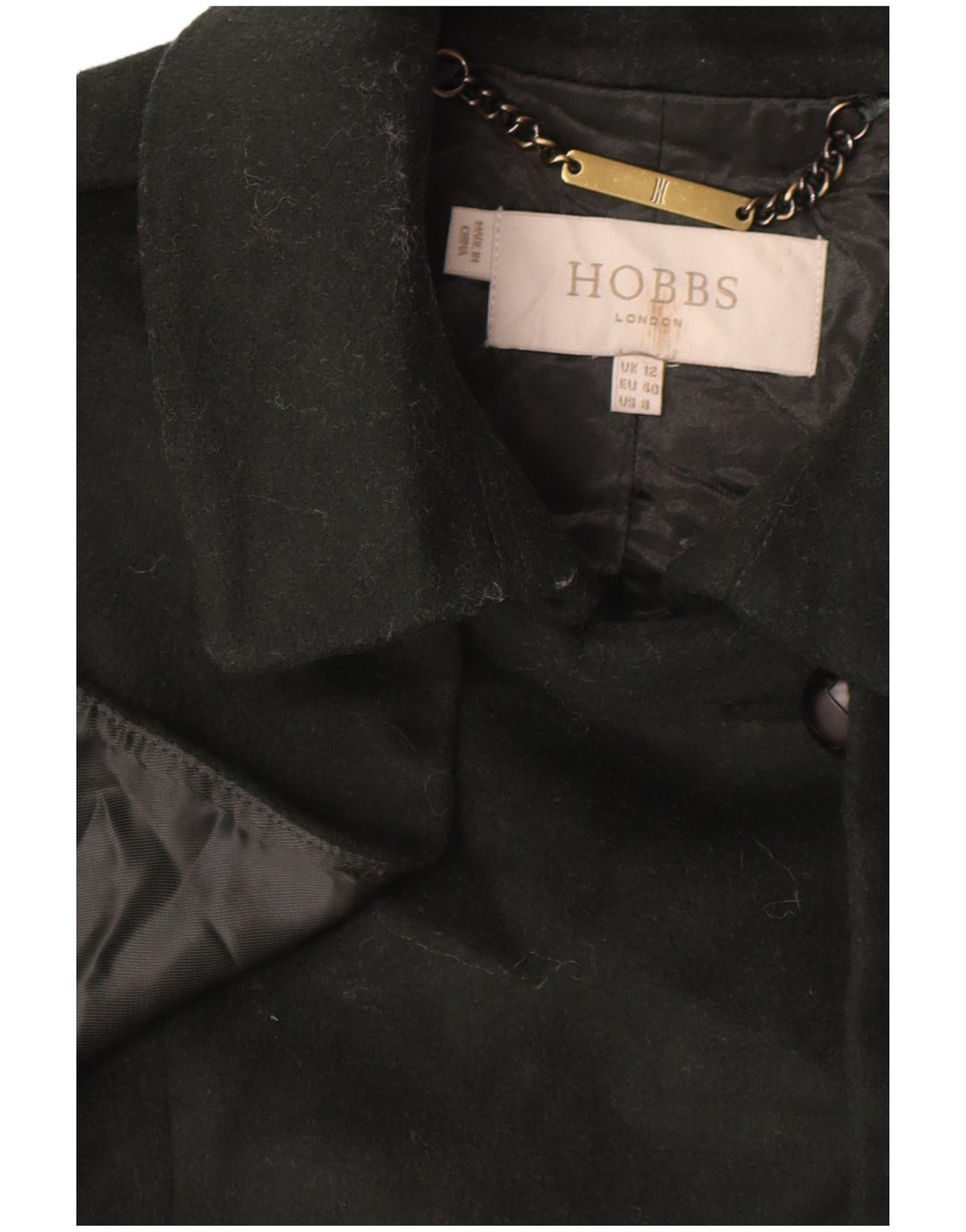 Hobbs Manteau militaire à double boutonnage pour femme UK 12 Laine vert moyen