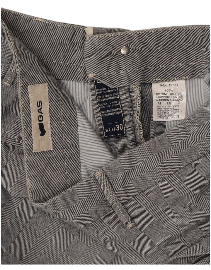 GAS Mens Chino Shorts W30 Medium  Grey Check Cotton