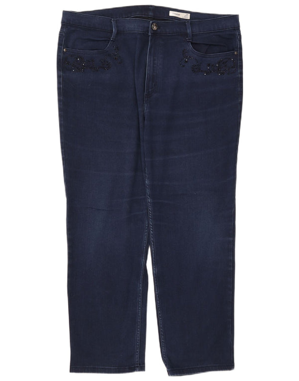 Marks & Spencer Womens Cropped Jeans UK 20 2XL W40 L26 Marineblå Bomuld