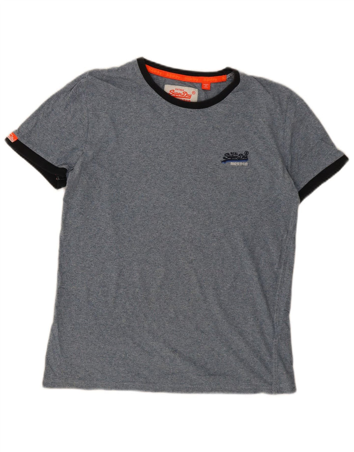 Superdry Mens T-Shirt Top Medium Blue Flecked Cotton