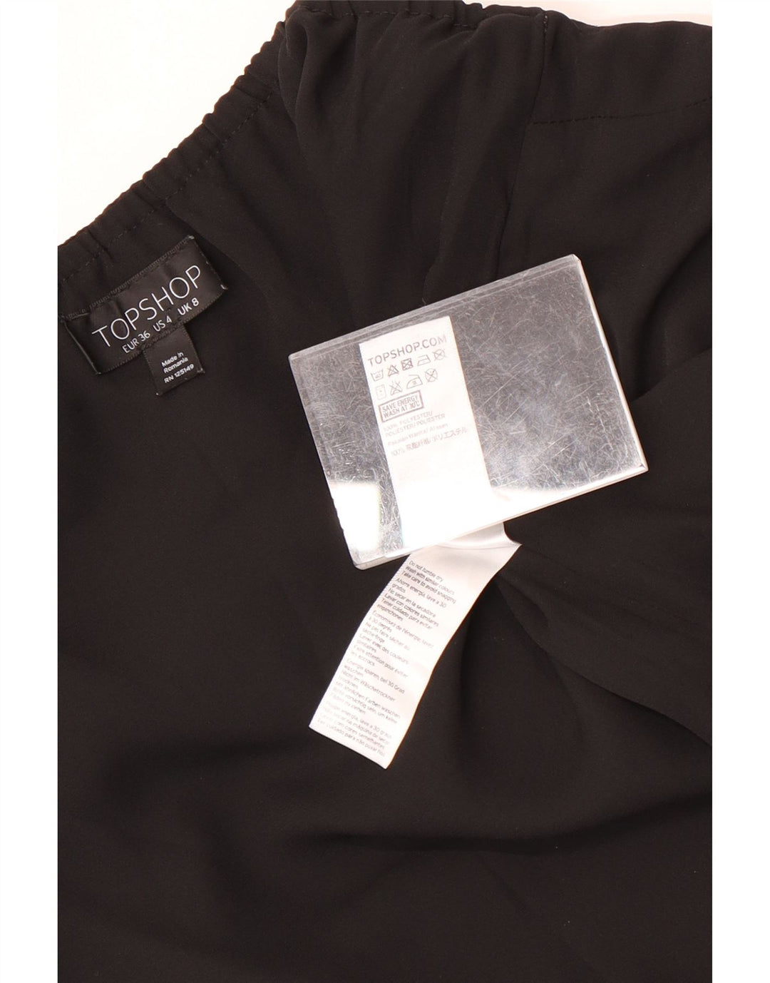 Topshop Dame Crop Halter Top UK 8 Small Black Polyester