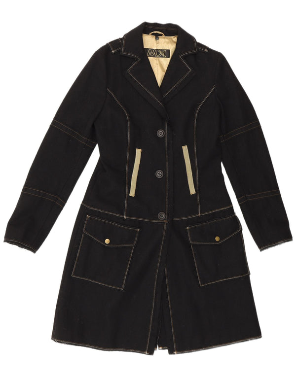 Soprabito militare vintage da donna UK 10 piccolo classico in lana nera