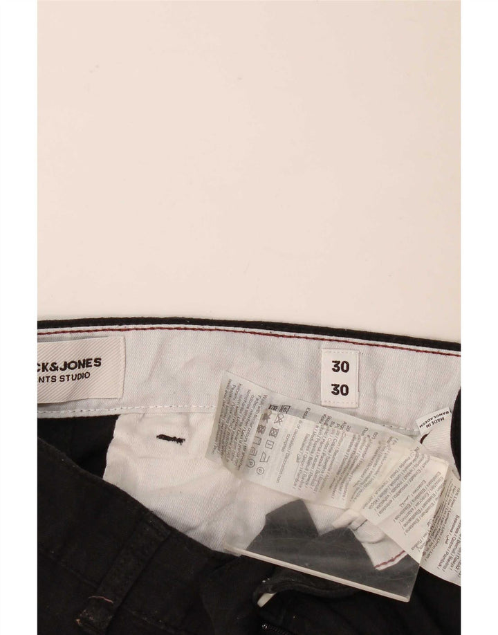 Jack & Jones Mens Slim Chino Trousers W30 L27 Black Polyester