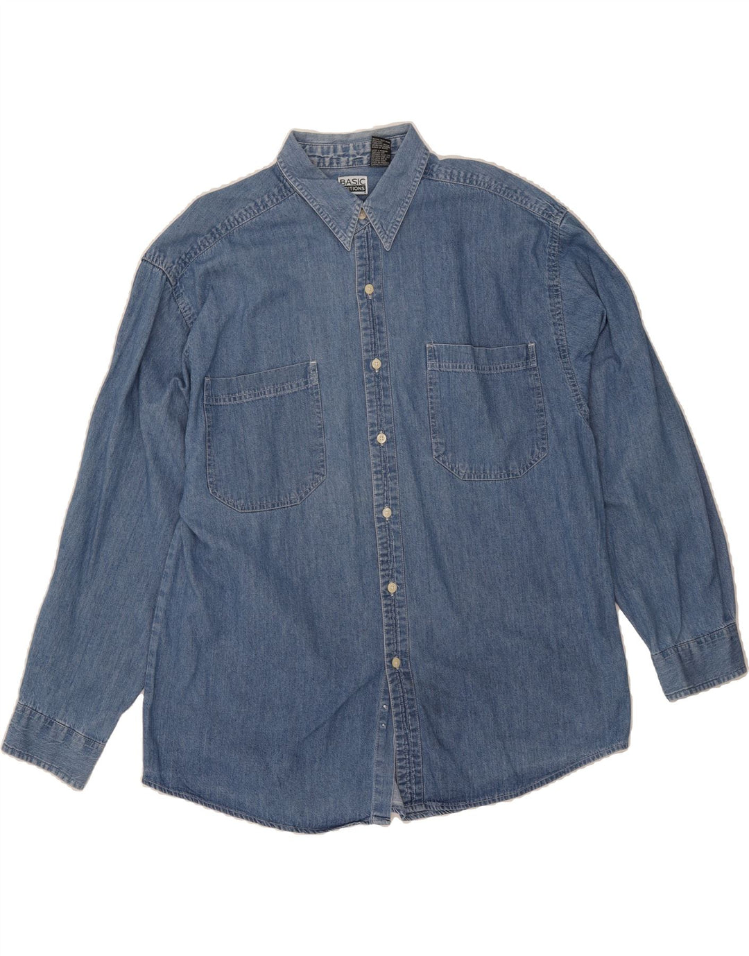 BASIC Mens Denim Shirt Large Blue Cotton Vintage Basic and Second-Hand Basic from Messina Hembry 