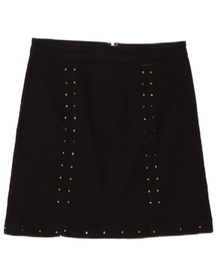 Minigonna da donna Guess W29 media cotone maculato nero