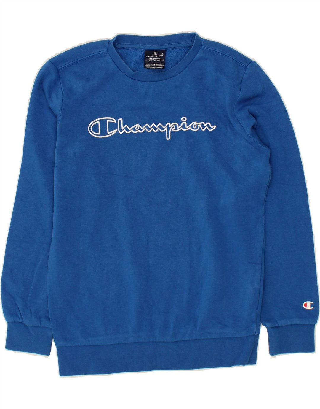 CHAMPION Boys Graphic Sweatshirt Jumper 9-10 Years Medium  Blue Cotton Vintage Champion and Second-Hand Champion from Messina Hembry 