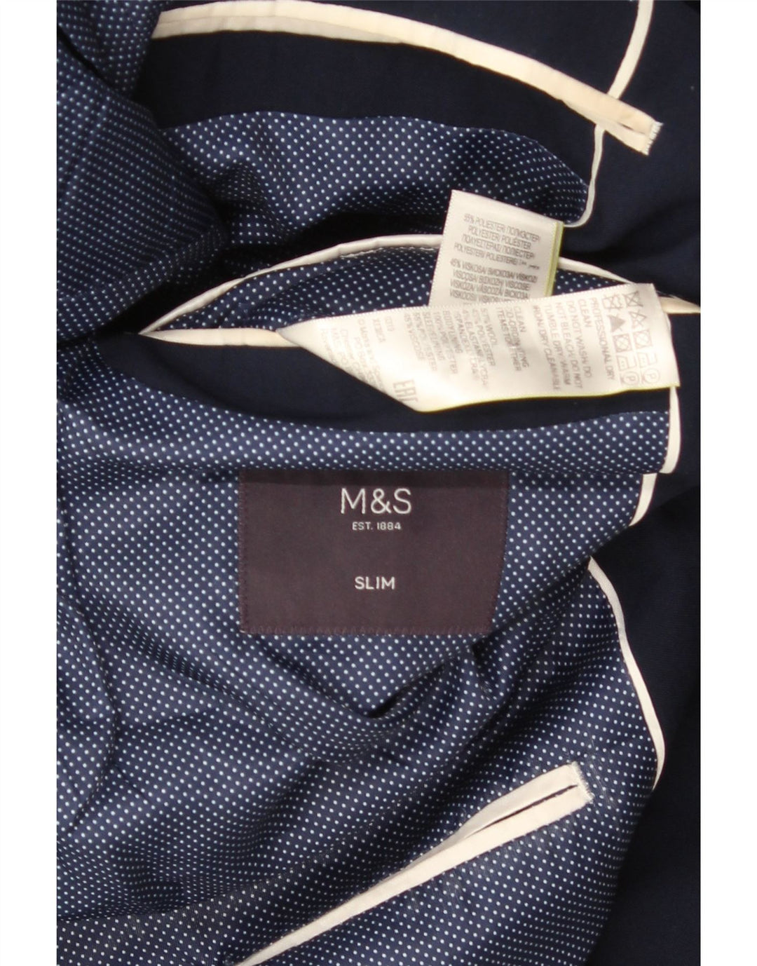Marks & Spencer Mens 2 Button Slim Blazer Jacket UK 38 Medium Navy Blue