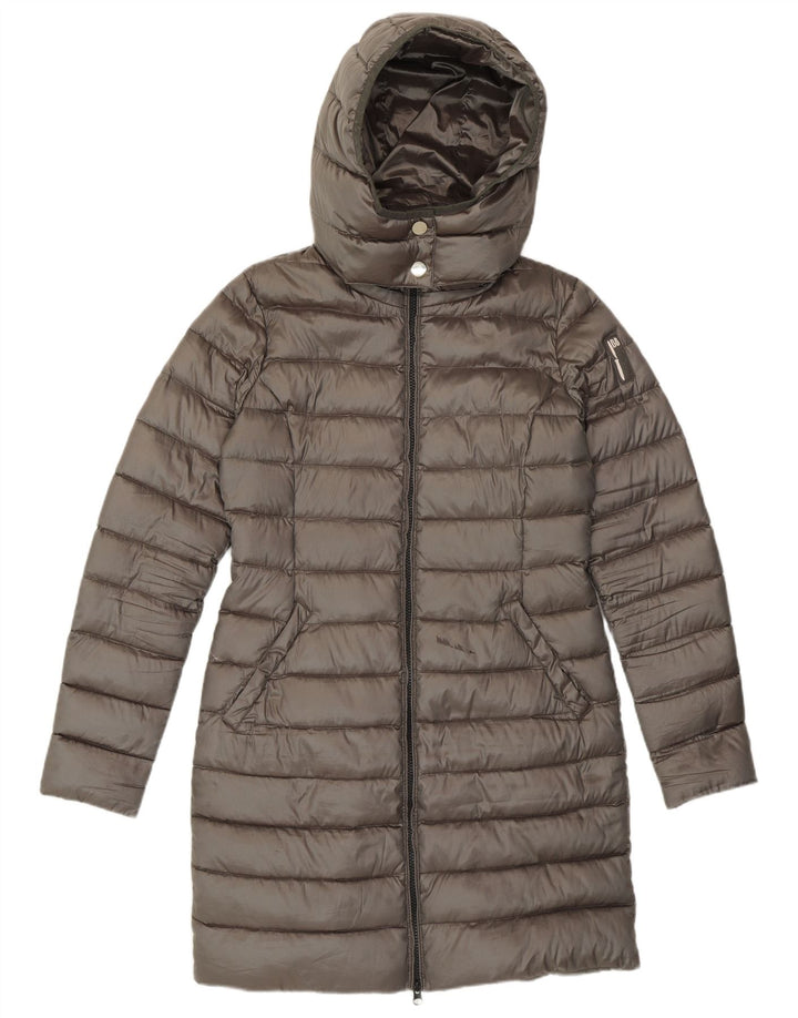 Bomboogie Womens Hooded Padded Coat Size 1 Small Grey Polyester