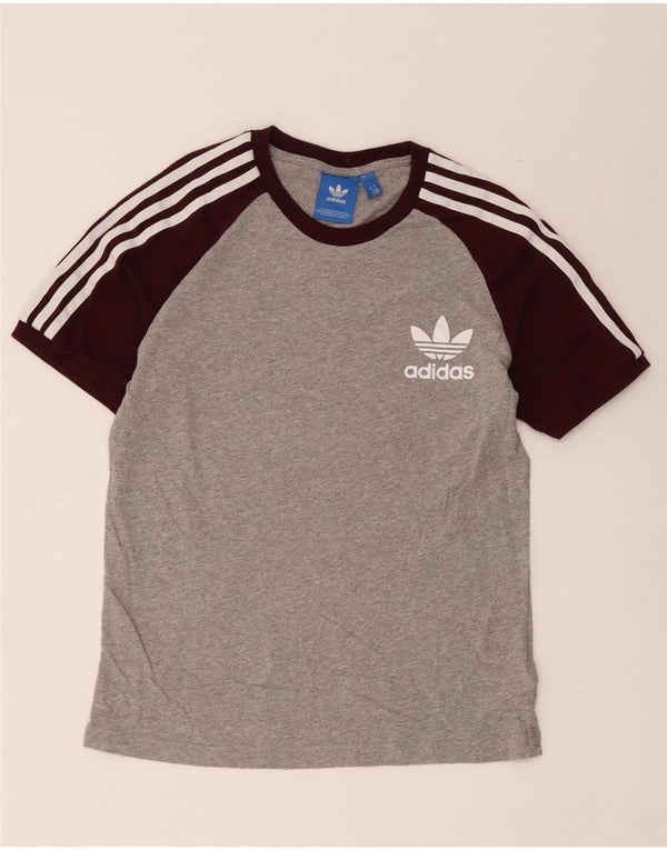 Adidas Mens T-Shirt Top Medium Grey Colourblock Cotton