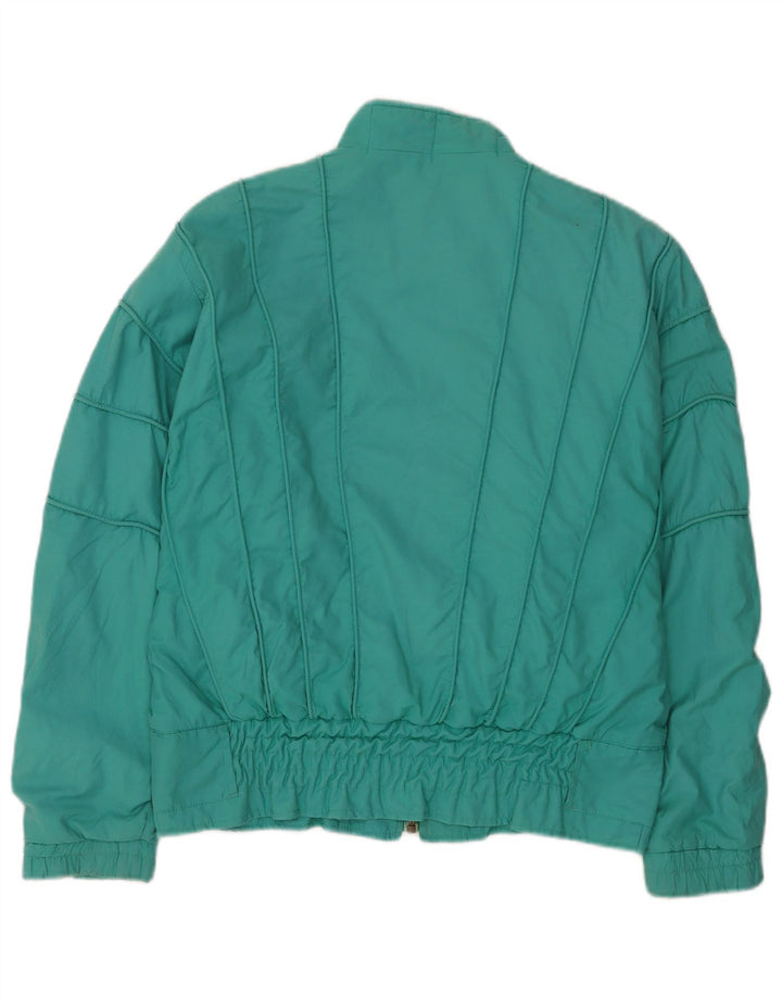 Gigi Rizzi Womens Bomber Jacket IT 44 Medium Turquoise Cotton