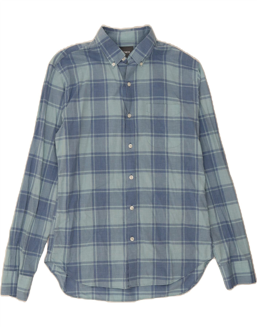 BONOBOS Mens Slim Fit Shirt Medium Blue Check Cotton Vintage BONOBOS and Second-Hand BONOBOS from Messina Hembry 