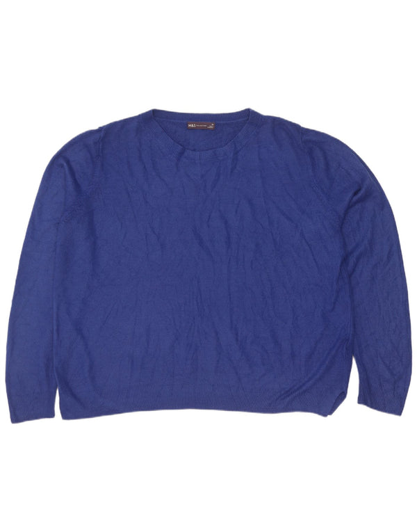 Marks & Spencer Damen Übergroßer Pullover mit U-Boot-Ausschnitt, UK 20 2XL Blau