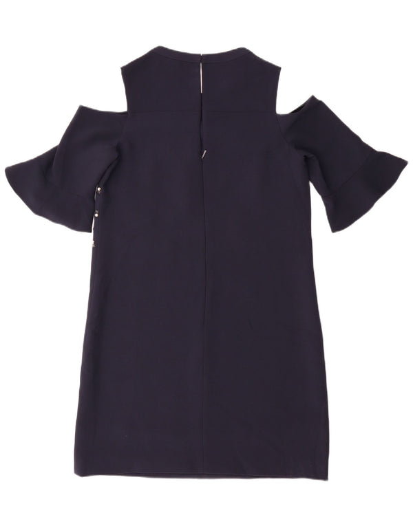 Whistles Kvinder Off Shoulder Kjole UK 10 Small Navy Blue Polyester