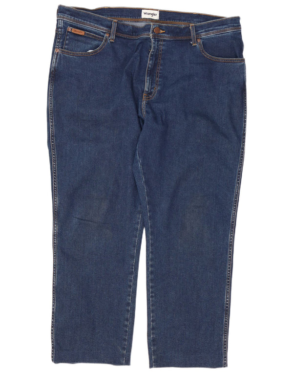 Męskie jeansy Wrangler Texas zwężane, przycięte W42 L28, niebieskie, bawełniane