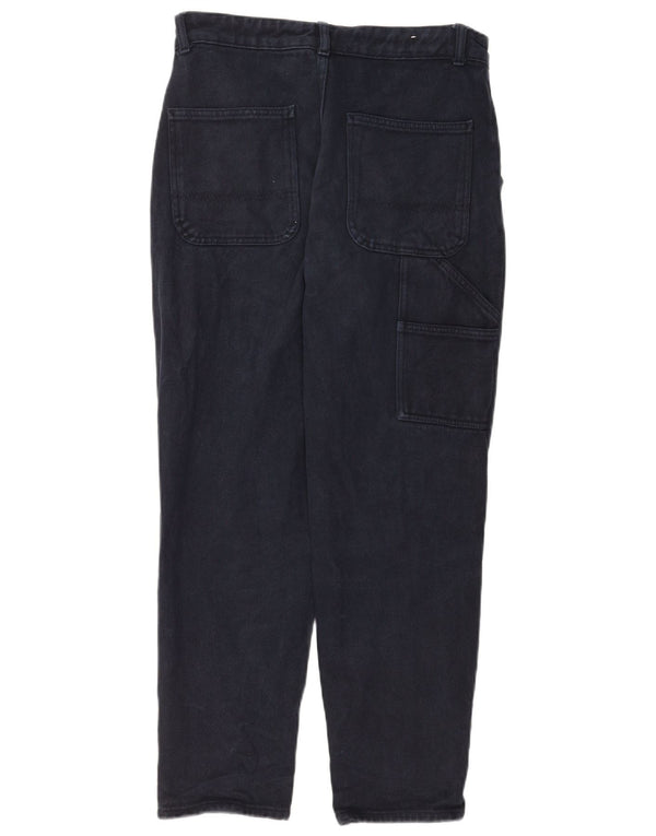 Zara Mens Cargo Straight Jeans EU 38 Pequeno W30 L30 Azul Marinho Algodão