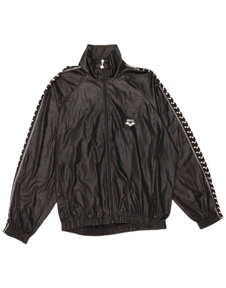 ARENA Mens Graphic Tracksuit Top Jacket Large Black Polyester