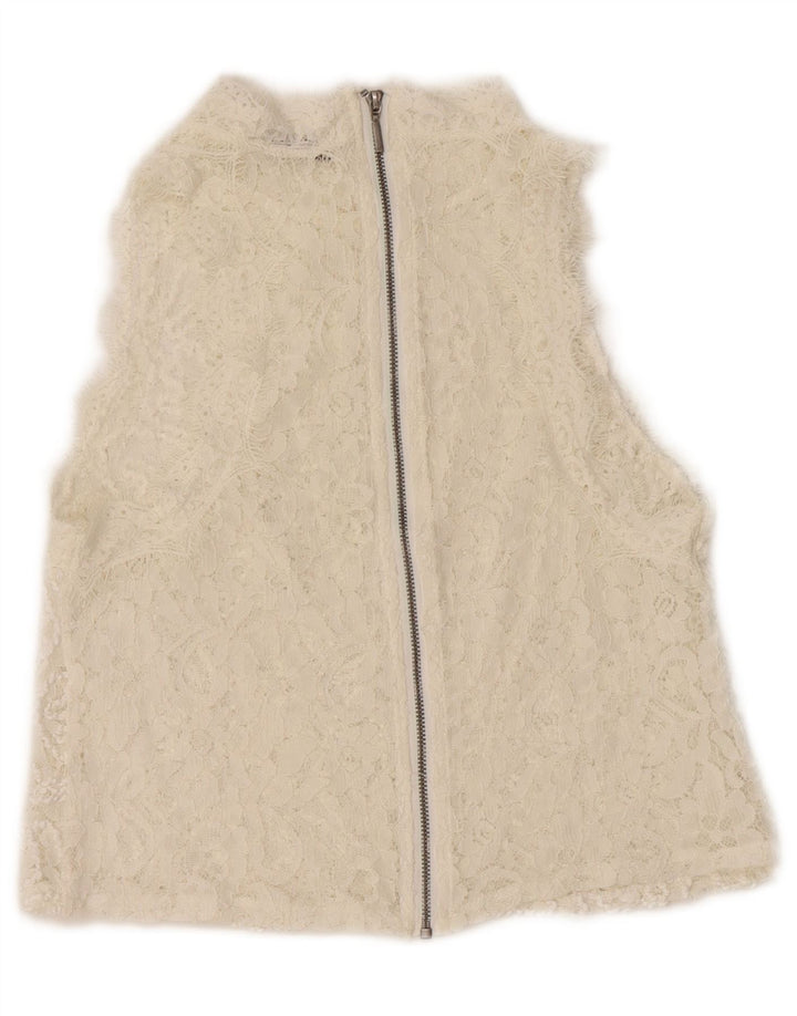 ZARA Womens See Through Sleeveless Crop Top UK 8 Small White