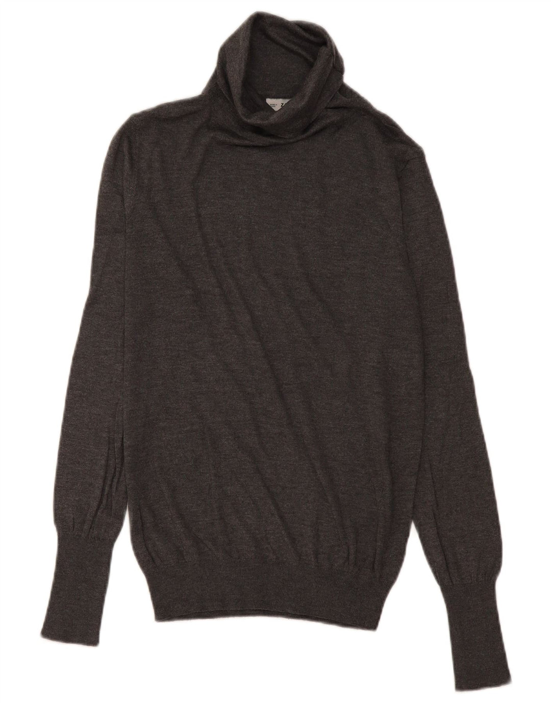 Zara Womens Roll Neck Jumper Sweater UK 14 Medium Grey Modal