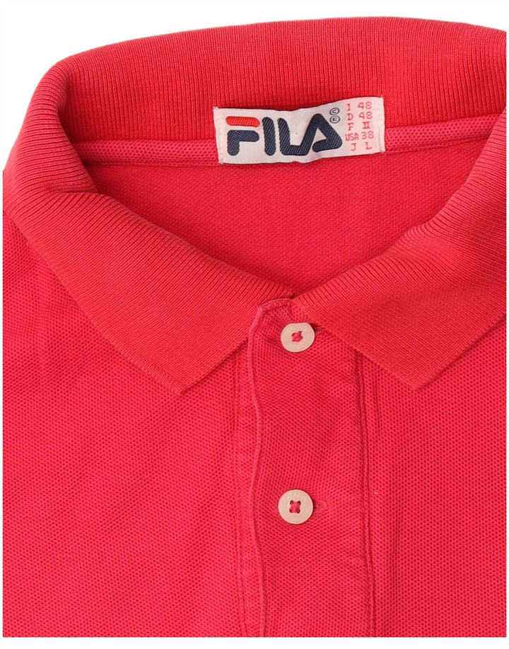 Fila Mens Polo Shirt IT 48 Medium Pink