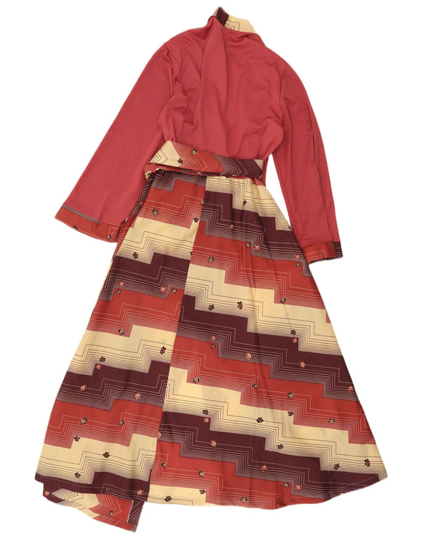 Rochie cu mâneci lungi pentru femei vintage UK 14 Medium Multicolor Retro