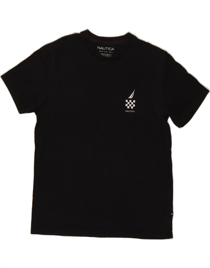 NAUTICA Mens Graphic T-Shirt Top Medium Black Cotton Vintage Nautica and Second-Hand Nautica from Messina Hembry 