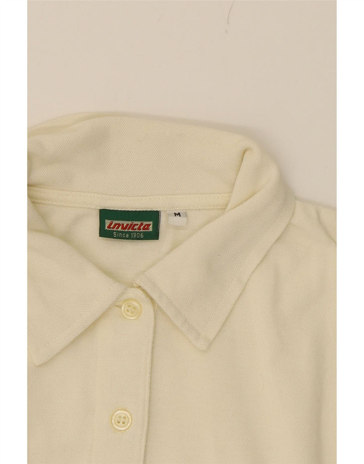 INVICTA Womens Polo Shirt UK 12 Medium Off White Cotton Vintage Invicta and Second-Hand Invicta from Messina Hembry 