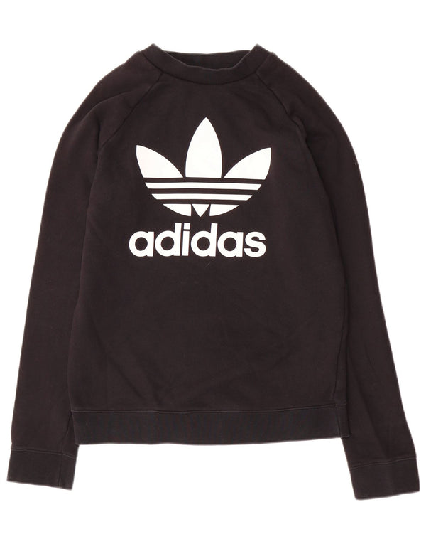 Adidas Damen Graphic Sweatshirt Pullover UK 10 Small Schwarz Baumwolle