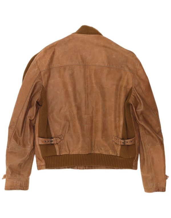 Conbipel Mens Leather Jacket IT 56 2XL Brown