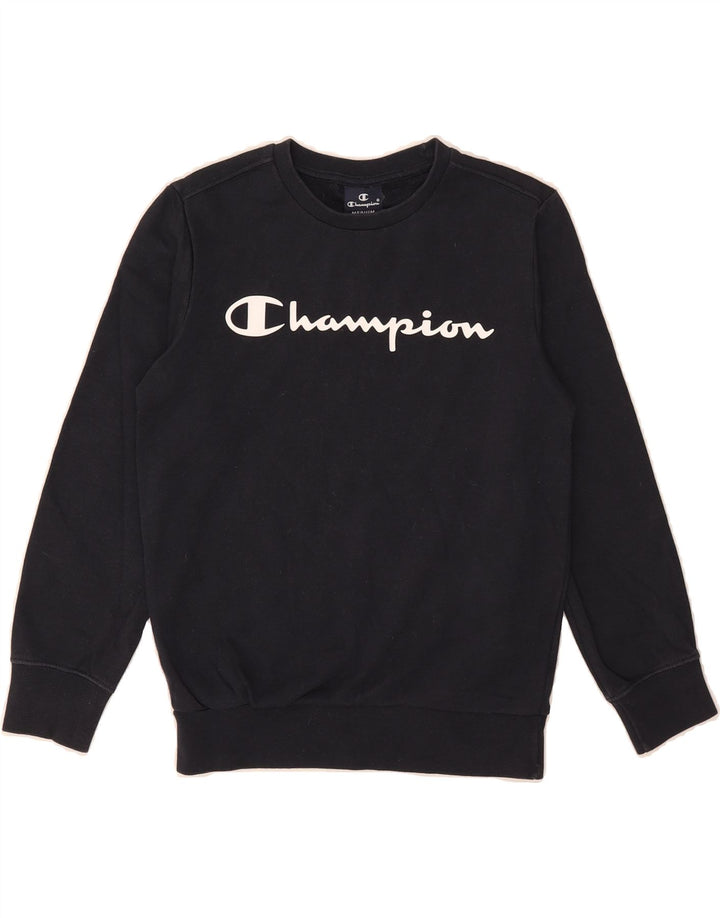 CHAMPION Boys Graphic Sweatshirt Jumper 9-10 Years Medium  Navy Blue Vintage Champion and Second-Hand Champion from Messina Hembry 