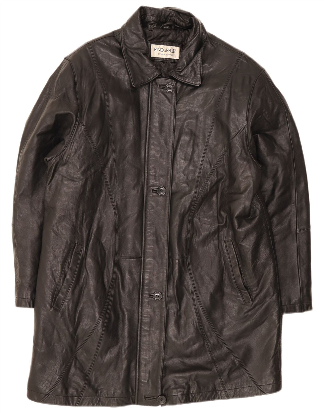 Rino & Pelle Abrigo de cuero extragrande para mujer IT 44 Medium Black