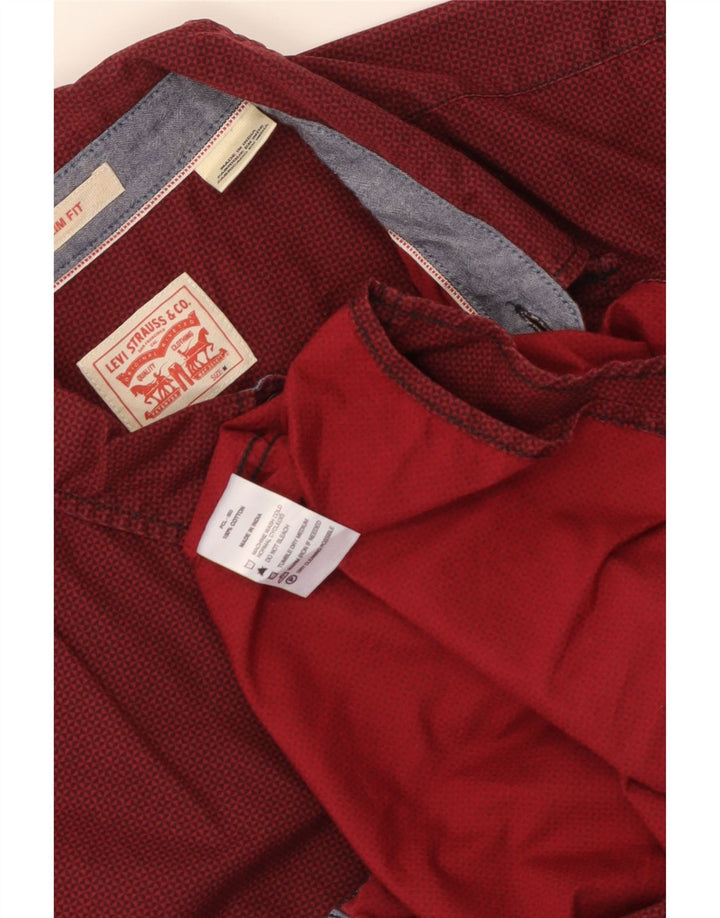 LEVI'S Mens Slim Fit Shirt Medium Red Spotted Cotton
