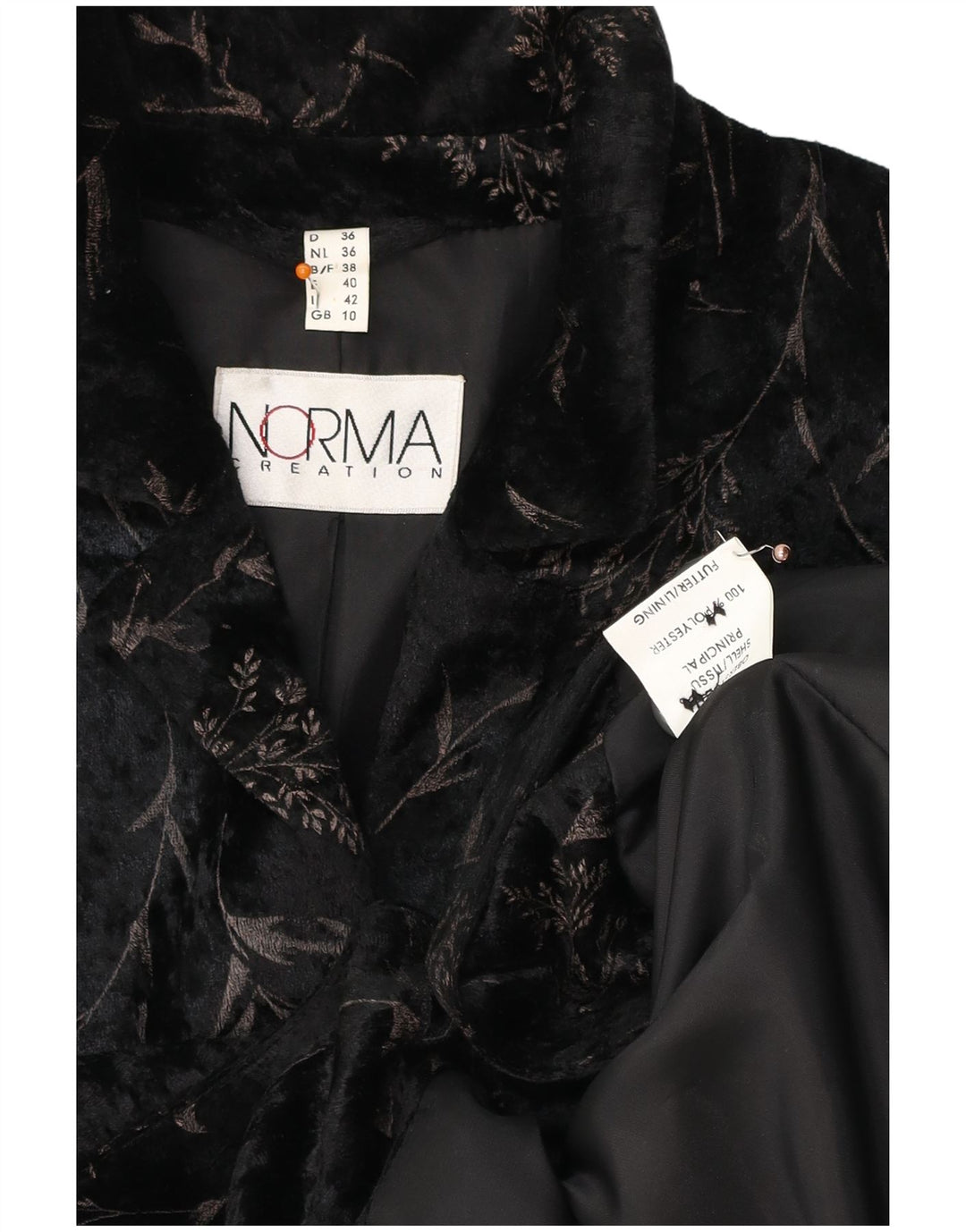 NORMA Damen Longline 3-Knopf-Blazerjacke UK 10 Small Black Floral
