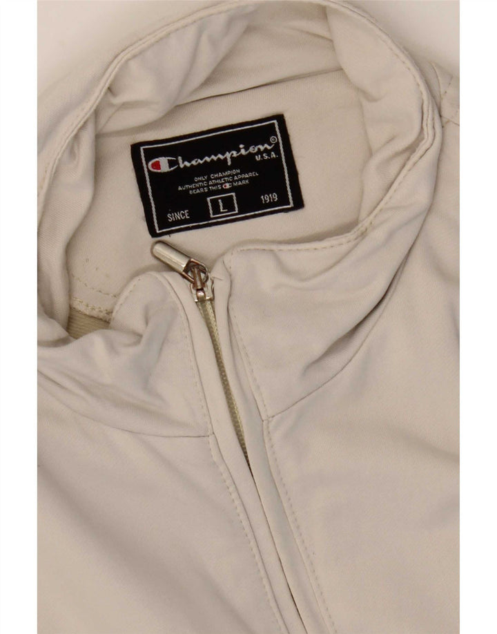 Champion Womens Tracksuit Top Jacket UK 16 Large Off White