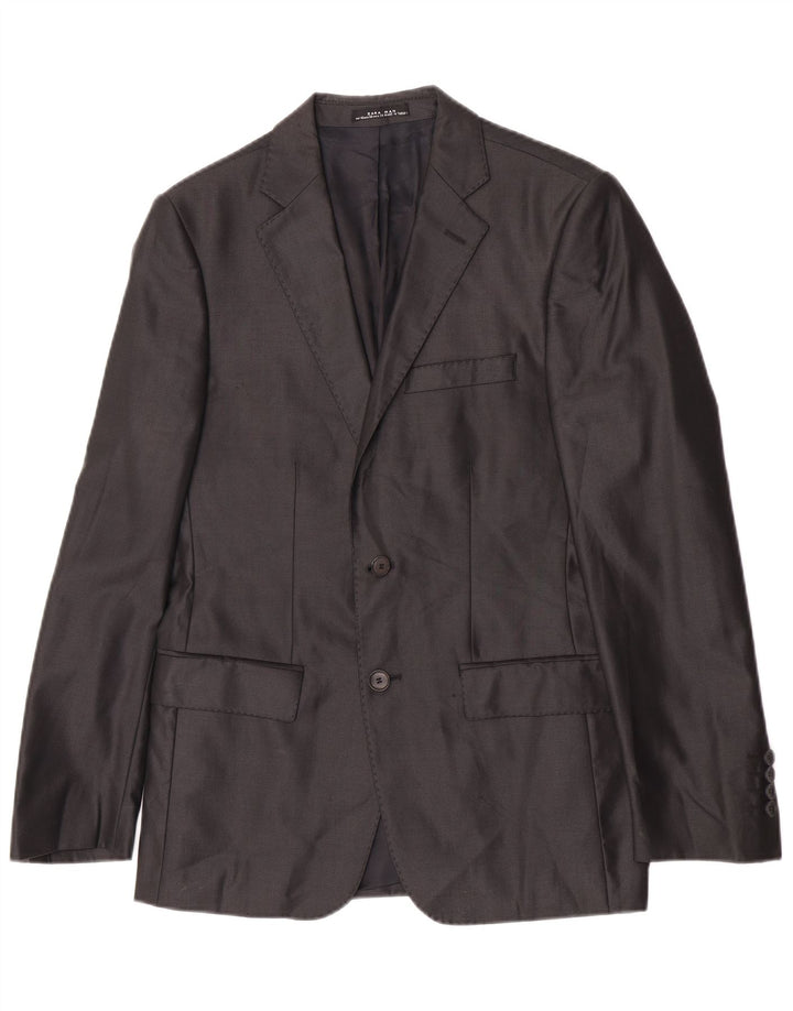 Zara Mens 2 Button Blazer Jacket EU 48 Medium Black
