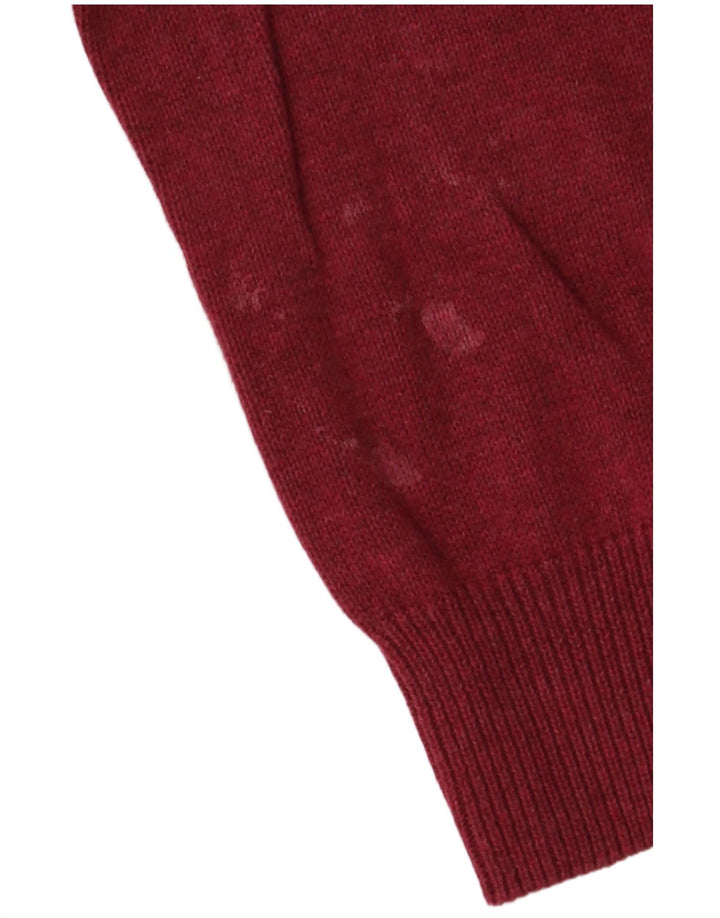 Marks & Spencer Mens V-Neck Jumper Sweater Medium Burgundy Cotton
