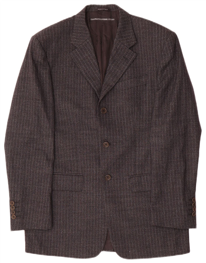 Gianfranco Ferre Mens 2 Piece Suit UK 38 Medium W34 L33 Grey Pinstripe
