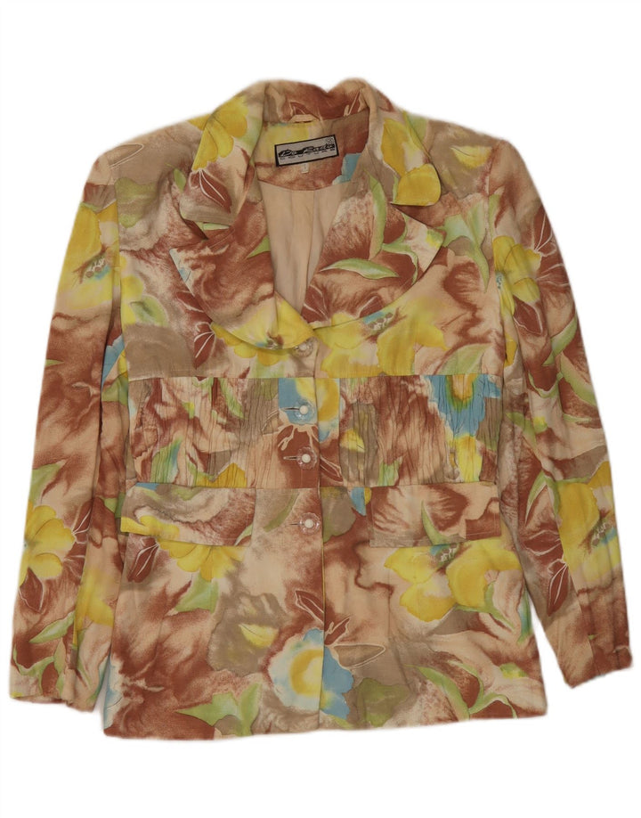 Vintage Womens 4 Button Blazer Jacket UK 10 Small Multicoloured Floral