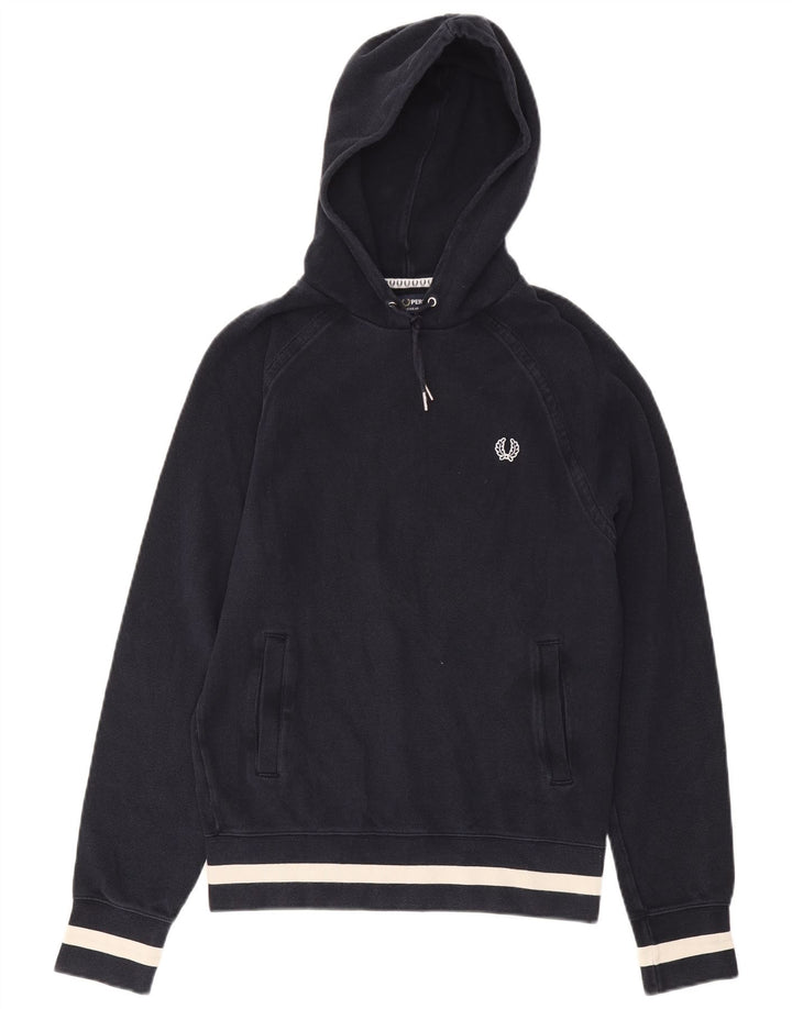 Fred Perry Mens Hoodie Jumper Small Navy Blue Cotton