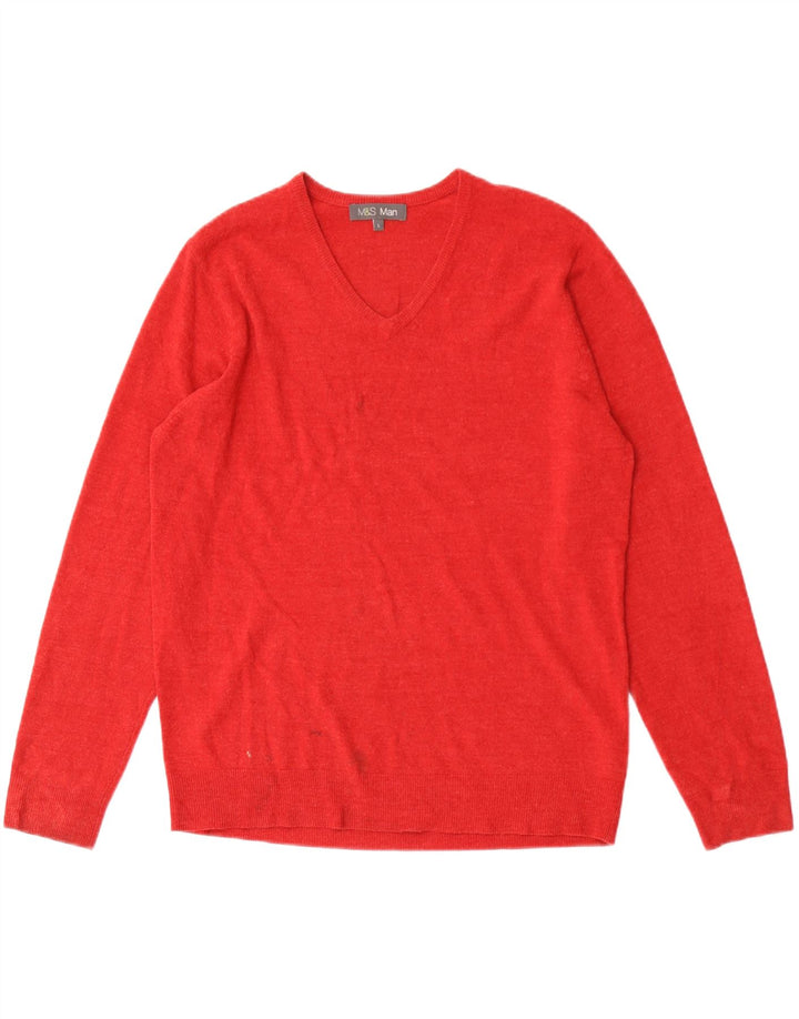 Marks & Spencer Herre V-hals sweater Stor rød akryl