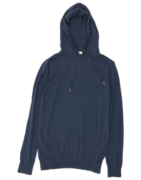 Reiss Damen Kapuzenpullover UK 12 Mittelmarineblaue Merinowolle