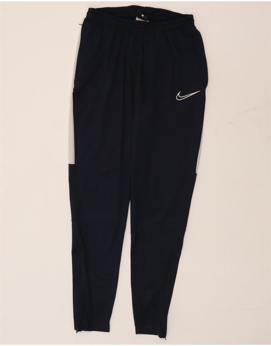 Nike Mens Dri Fit Tracksuit Trousers Small Navy Blue Colourblock Polyester