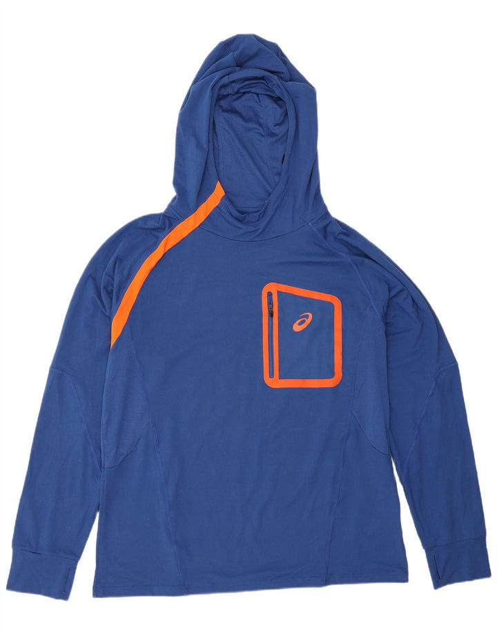 Asics Mens Hooded Top Long Sleeve XL Blue Polyester